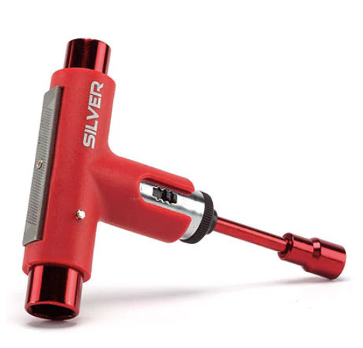 Silver "Premium Skateboard Tool" Red