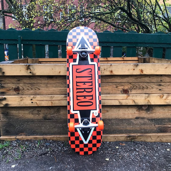 Stereo Skateboards Arrow Checkered Complett Orange 8"