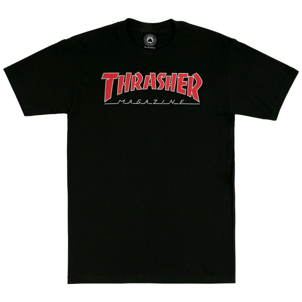Thrasher  "OUTLINED" T-Shirt BLACK/RED