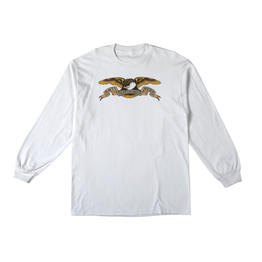 White long-sleeve shirt with a butterfly graphic on a white background