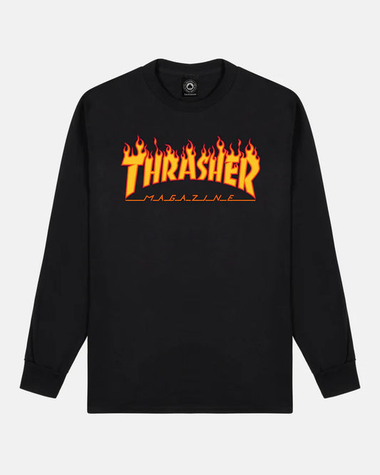 Thrasher Flame long sleeve Tee Black