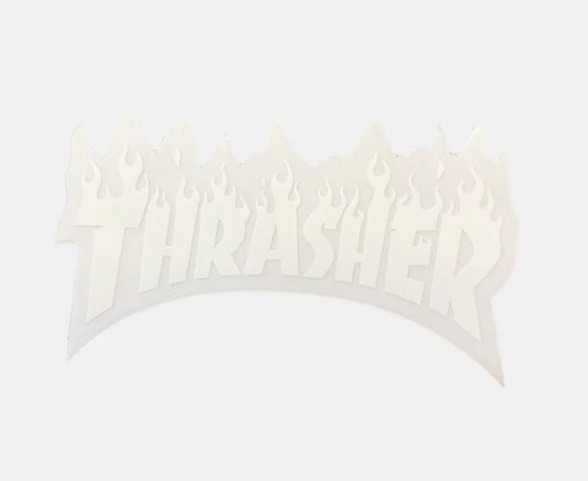 Thrasher Flame Logo Sticker 80x42 Vit Small