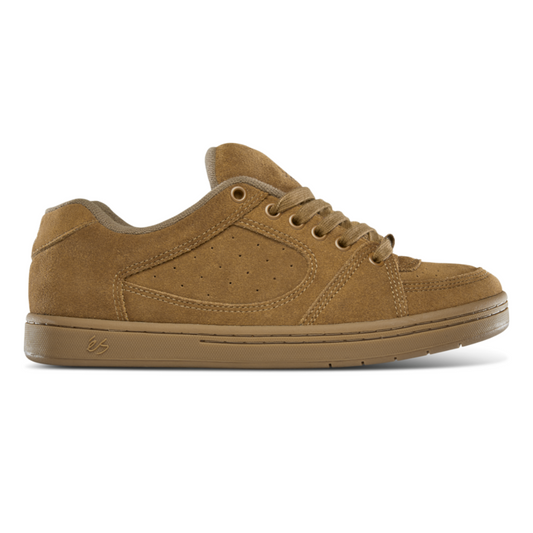 Brown suede sneaker on a white background