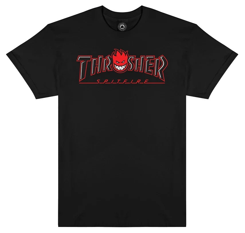 Thrasher x Spitfire t-shirt Big Head Outline Black