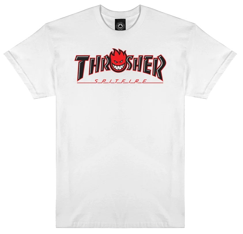 Thrasher x Spitfire t-shirt Big Head Outline White