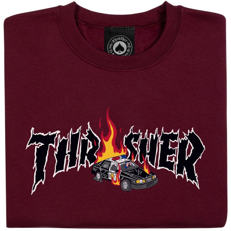 "COP CAR" Crewneck Maroon